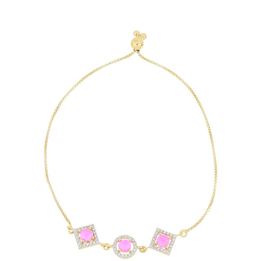 Goldplattiertes Silberarmband mit rosa Opal aus Lega Dembi und weißem Topas