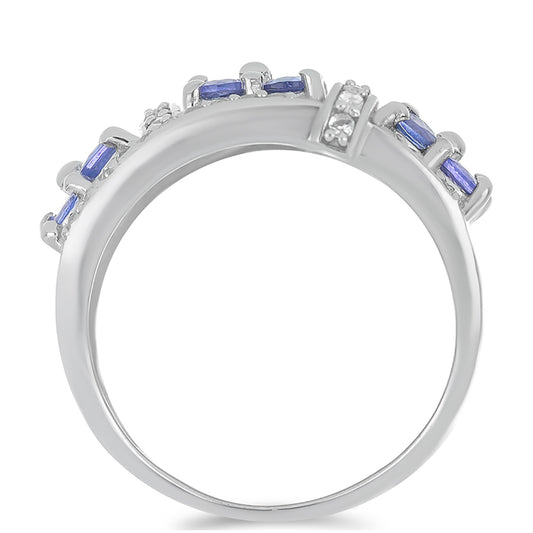 Silberring mit Tansanit - Klasse AA und weißem Topas