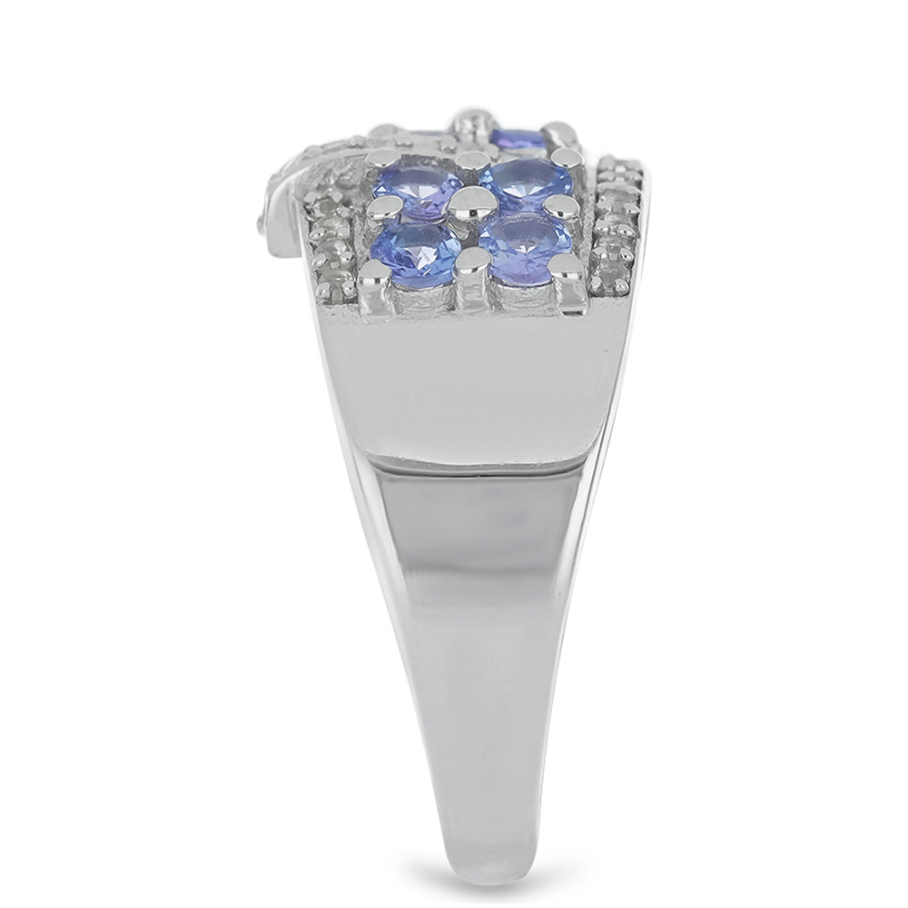 Silberring mit Tansanit - Klasse AA und weißem Topas 4 