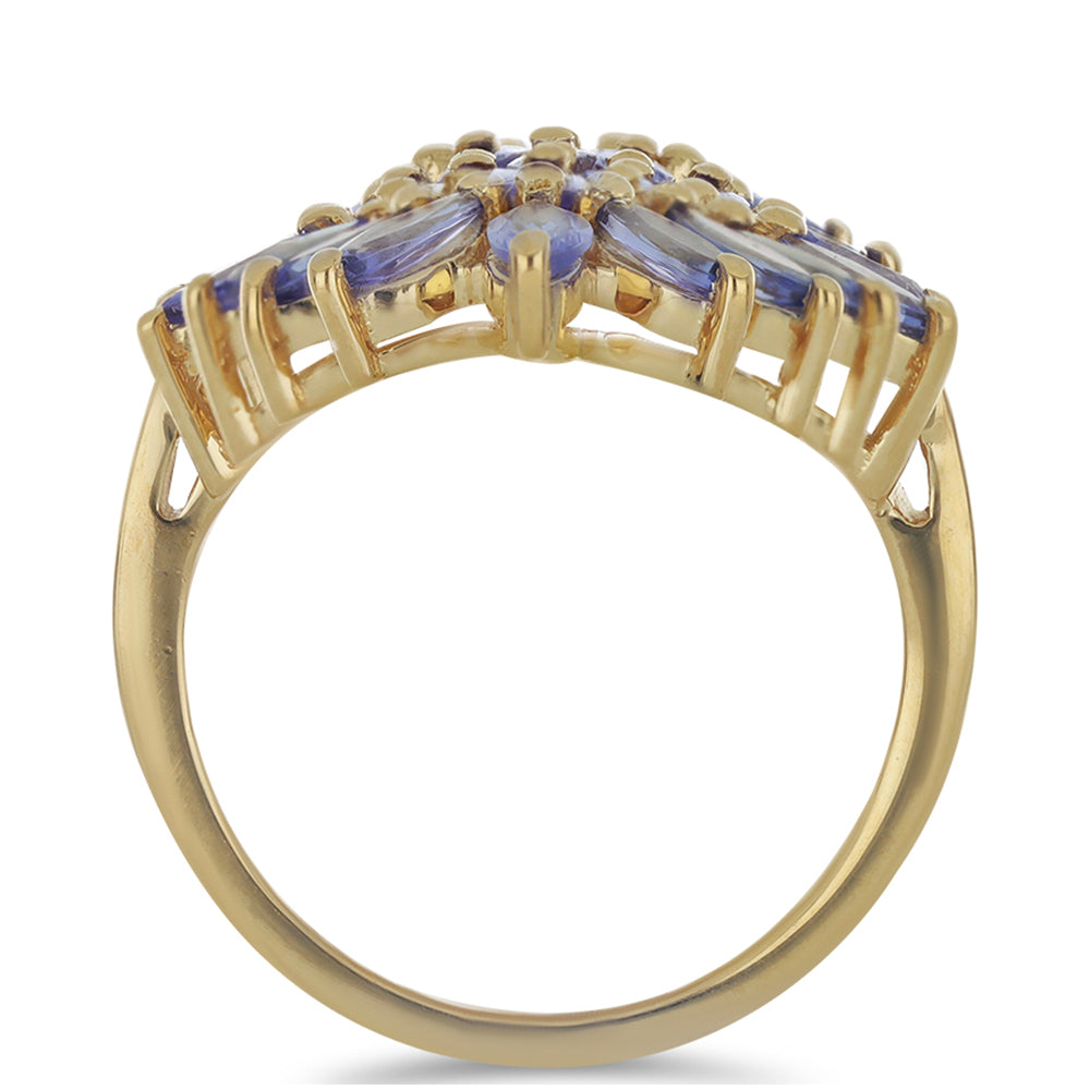 Goldplattierter Silberring mit Tansanit - Klasse AA 2 