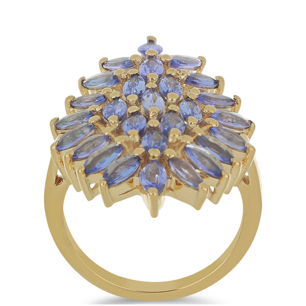 Goldplattierter Silberring mit Tansanit - Klasse AA