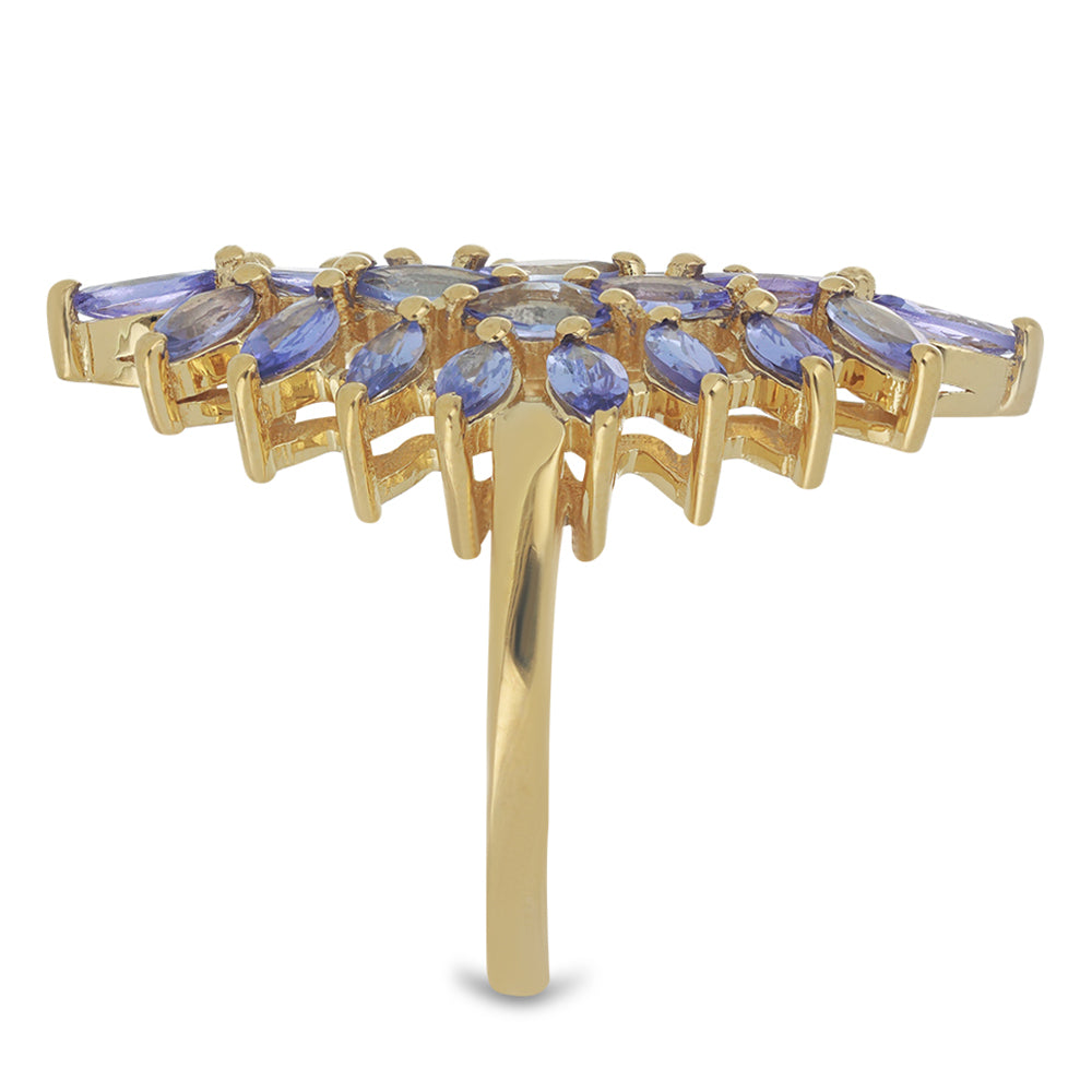 Goldplattierter Silberring mit Tansanit - Klasse AA