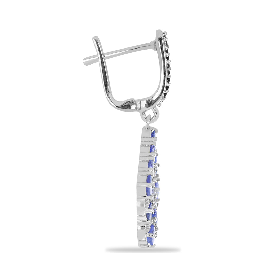 Silberohrringe mit Tansanit - Klasse AA und schwarzem Spinell aus Gorno Badakhshan 2 