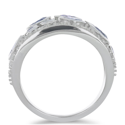 Silberring mit Tansanit - Klasse AA und weißem Topas