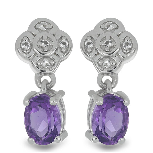 Silberohrringe mit marokkanischem Amethyst und weißem Topas