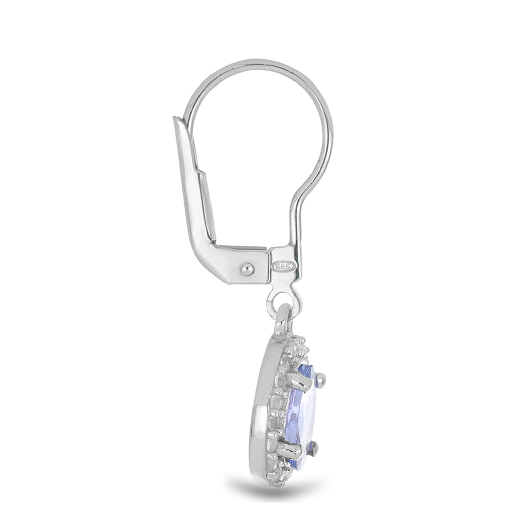 Silberohrringe mit Tansanit - Klasse AA und weißem Topas 2 