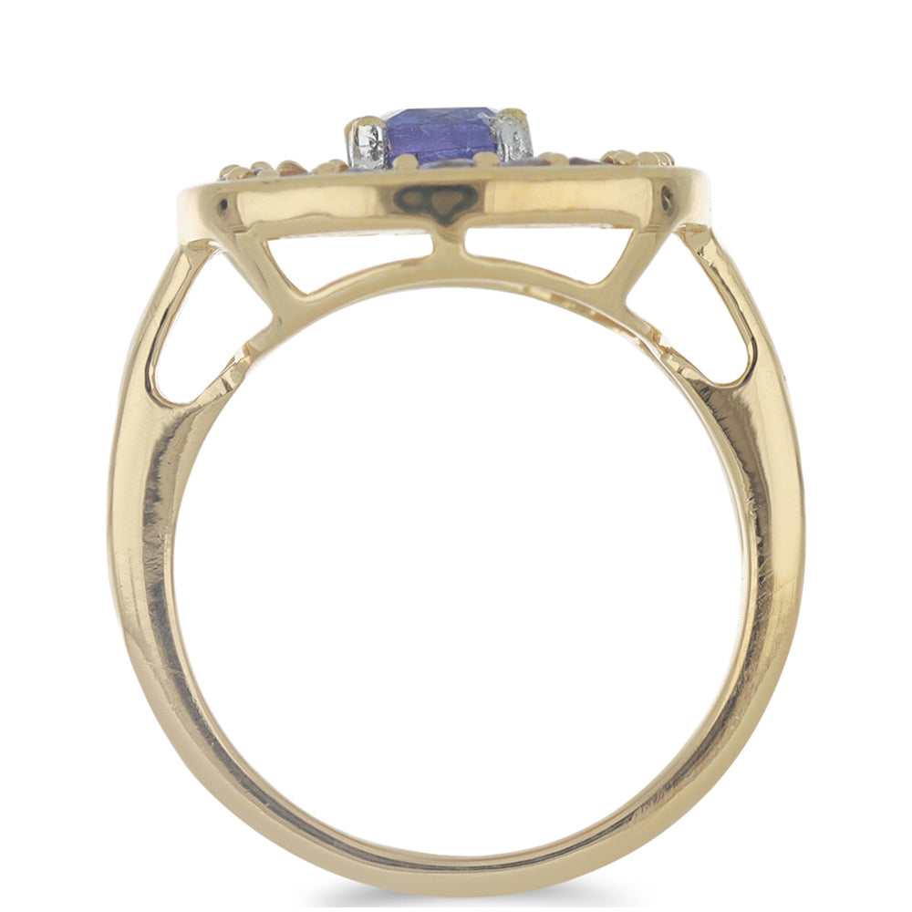 Goldplattierter Silberring mit Tansanit - Klasse AA und weißem Topas 2 