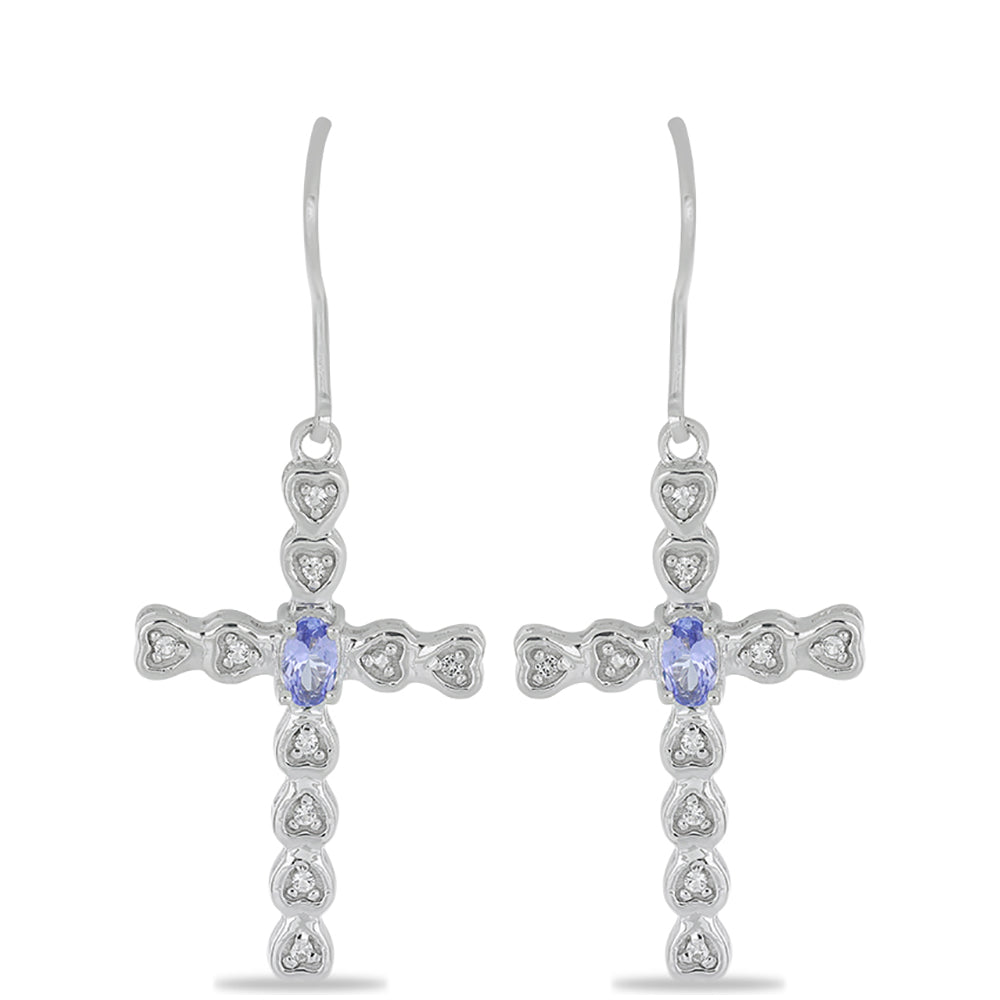 Silberohrringe mit Tansanit - Klasse AA und weißem Topas 1 