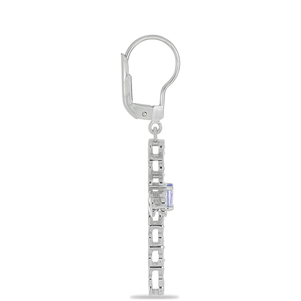 Silberohrringe mit Tansanit - Klasse AA und weißem Topas