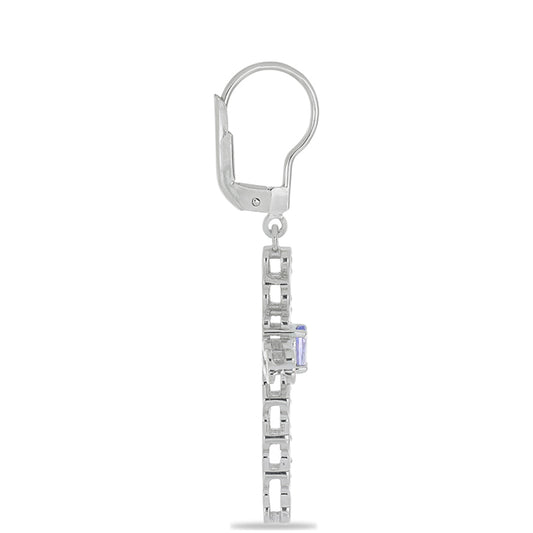 Silberohrringe mit Tansanit - Klasse AA und weißem Topas