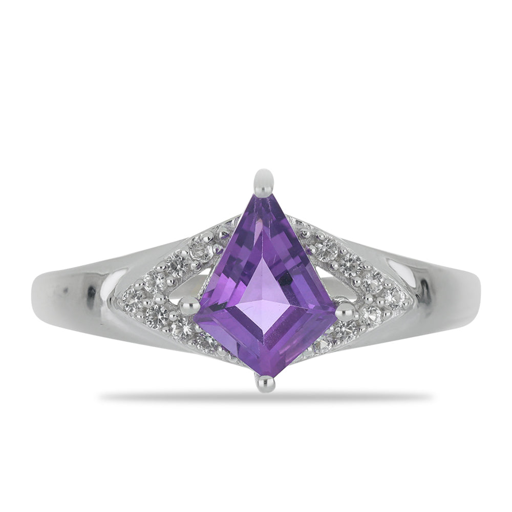 Silberring mit marokkanischem Amethyst und weißem Topas 1 