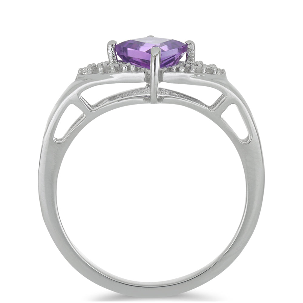 Silberring mit marokkanischem Amethyst und weißem Topas 2 
