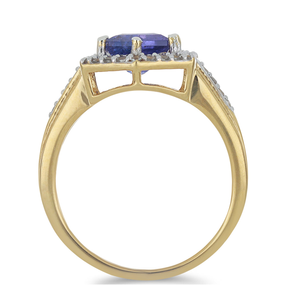 Goldplattierter Silberring mit Tansanit - Klasse AA und weißem Topas