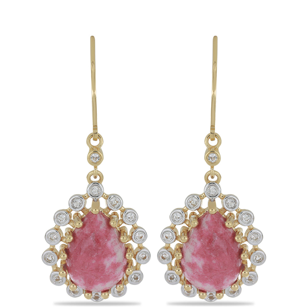 Goldplattierte Silberohrringe mit Thulit und weißem Topas 1 