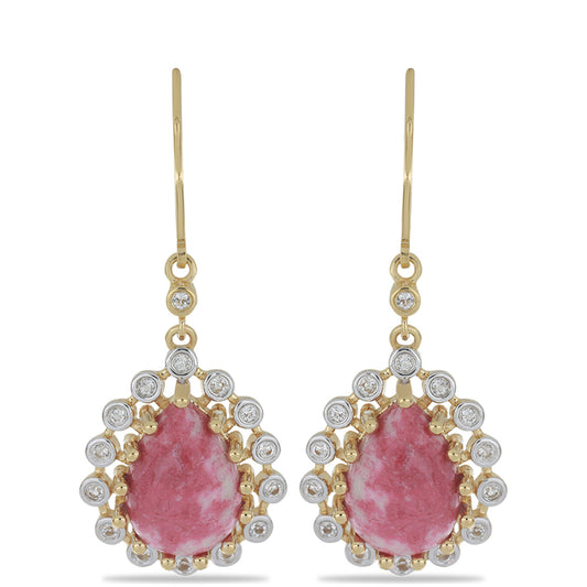 Goldplattierte Silberohrringe mit Thulit und weißem Topas