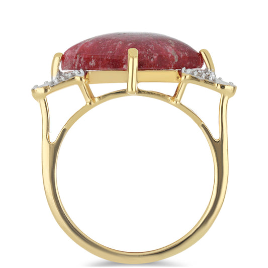 Goldplattierter Silberring mit Thulit und weißem Topas