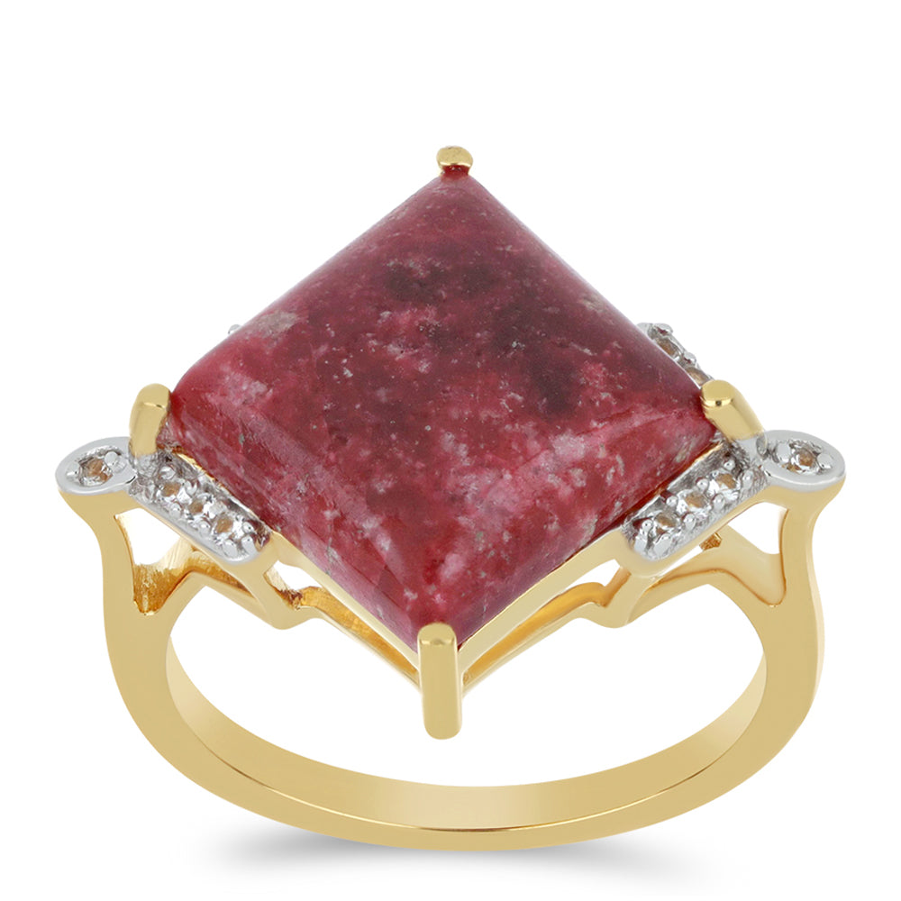 Goldplattierter Silberring mit Thulit und weißem Topas 3 