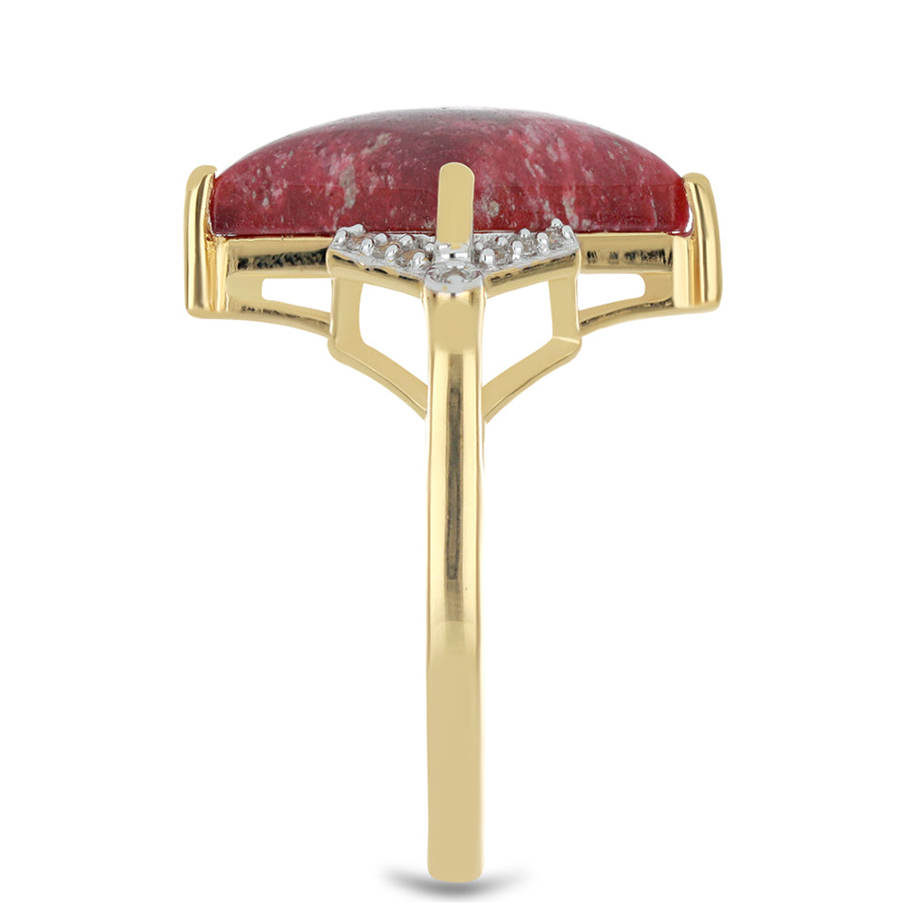 Goldplattierter Silberring mit Thulit und weißem Topas