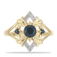 Goldplattierter Silberring mit schwarzem Onyx und weißem Topas