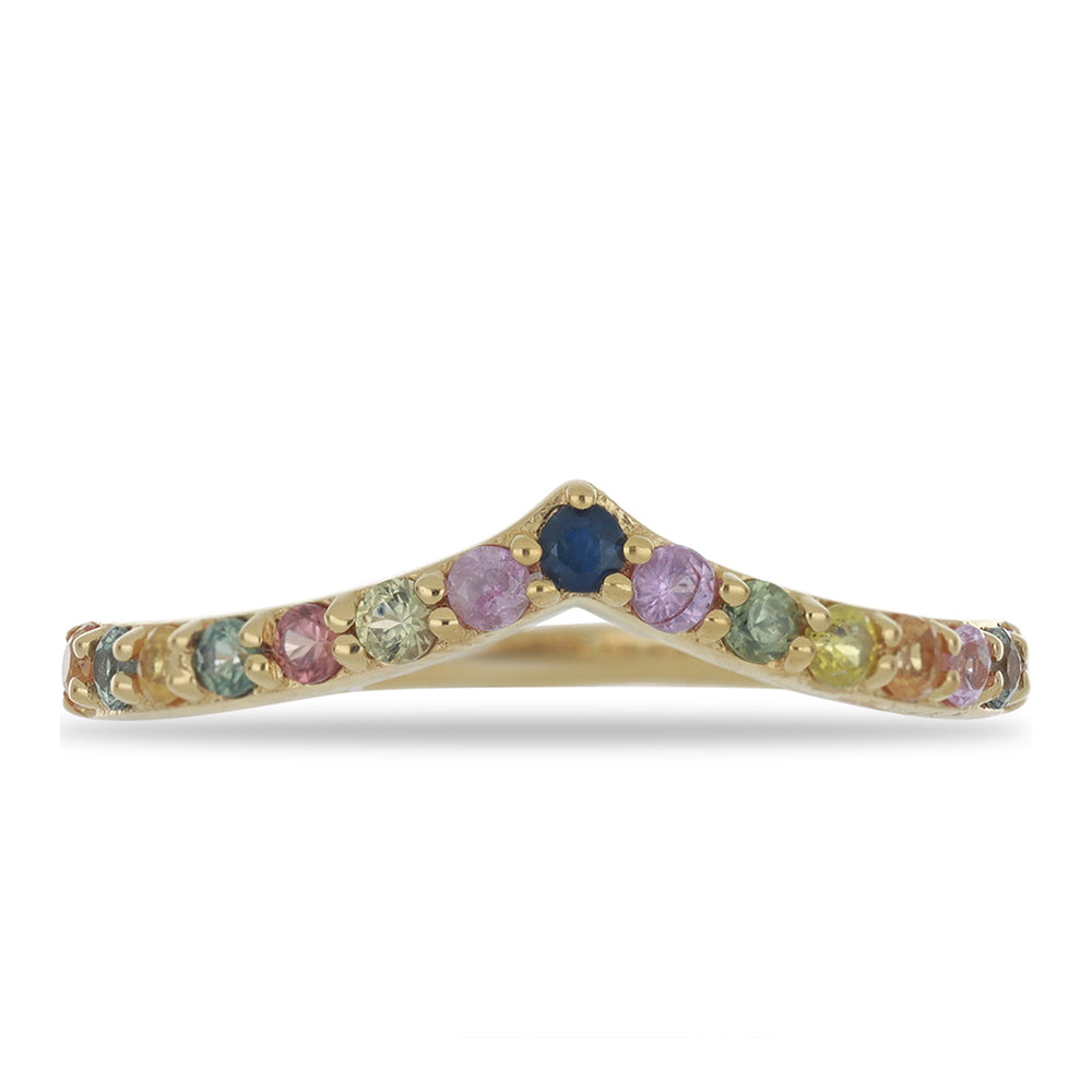 Goldplattierter Silberring mit Regenbogensaphir