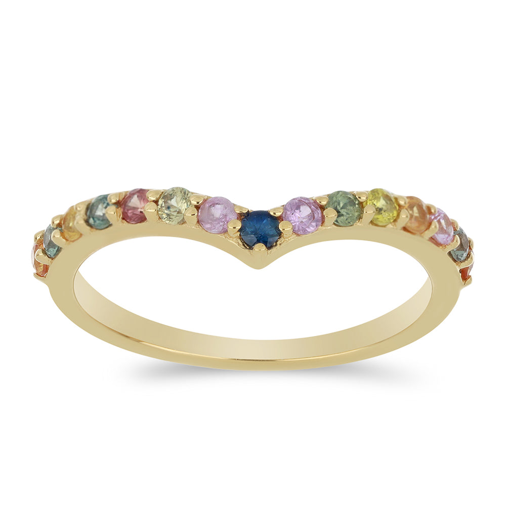 Goldplattierter Silberring mit Regenbogensaphir