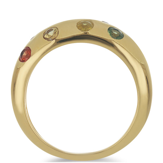 Goldplattierter Silberring mit Regenbogensaphir