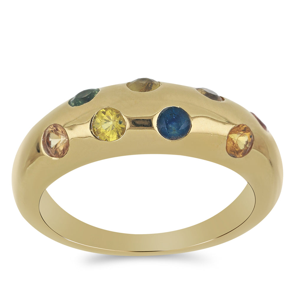 Goldplattierter Silberring mit Regenbogensaphir