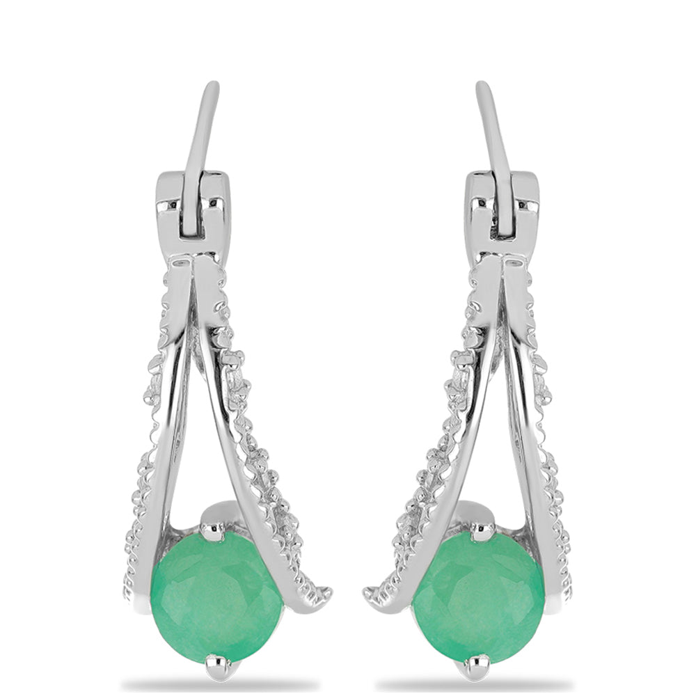Silberohrringe mit brasilianischem Smaragd und weißem Topas
