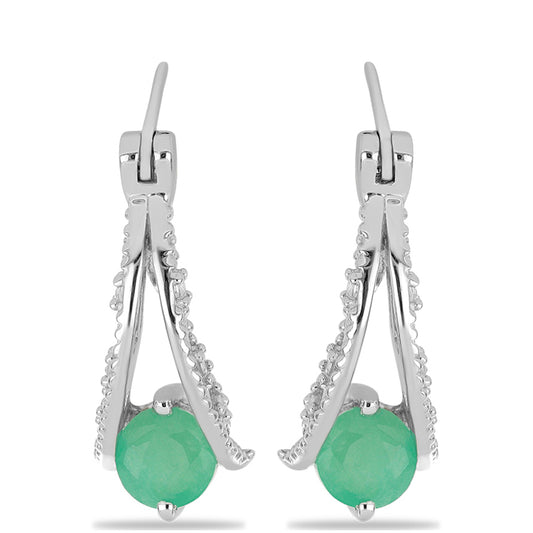 Silberohrringe mit brasilianischem Smaragd und weißem Topas