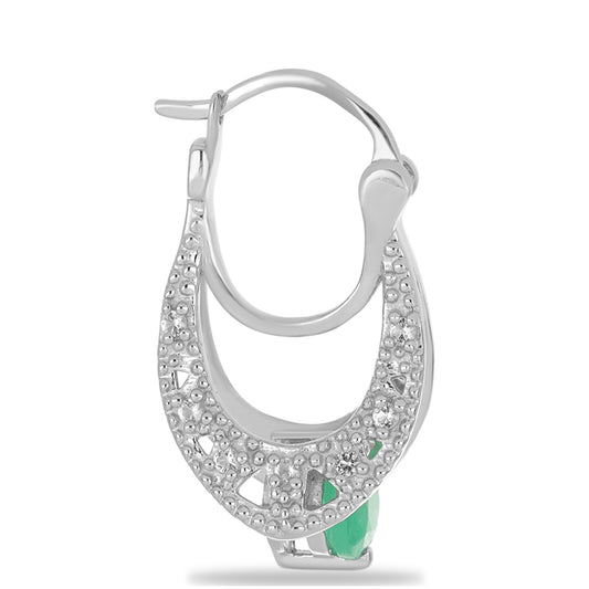 Silberohrringe mit brasilianischem Smaragd und weißem Topas