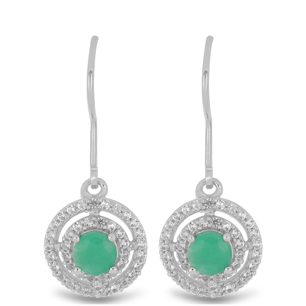 Silberohrringe mit brasilianischem Smaragd und weißem Topas