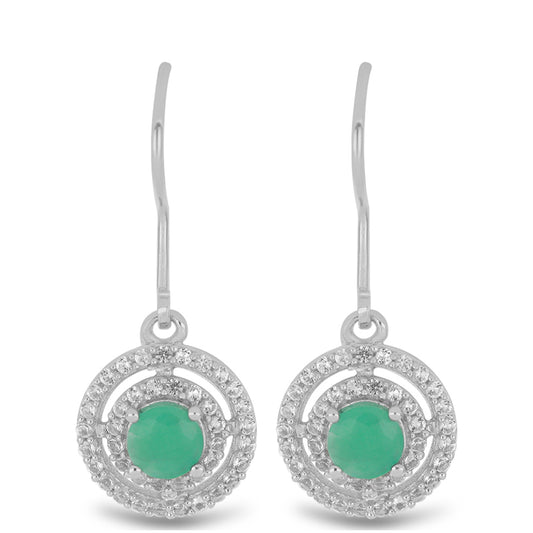 Silberohrringe mit brasilianischem Smaragd und weißem Topas