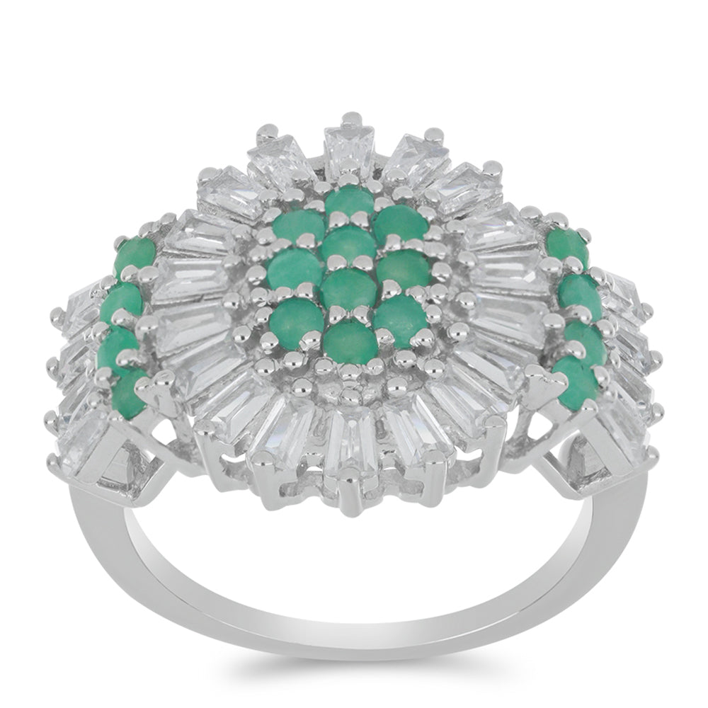 Silberring mit brasilianischem Smaragd und weißem Zirkon