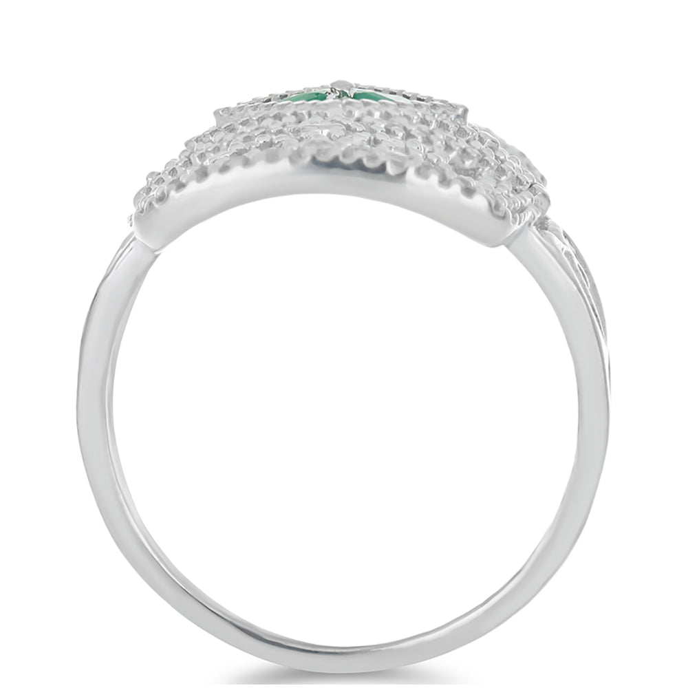 Silberring mit brasilianischem Smaragd und weißem Topas