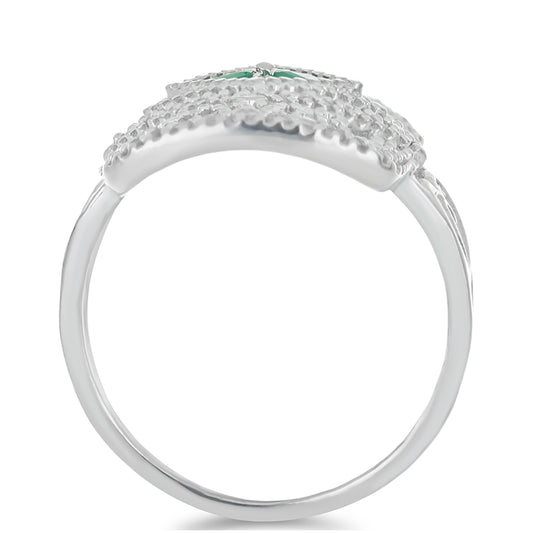 Silberring mit brasilianischem Smaragd und weißem Topas