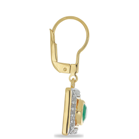 Goldplattierte Silberohrringe mit brasilianischem Smaragd und weißem Topas