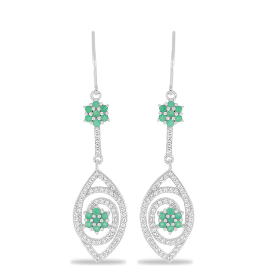Silberohrringe mit brasilianischem Smaragd und weißem Topas