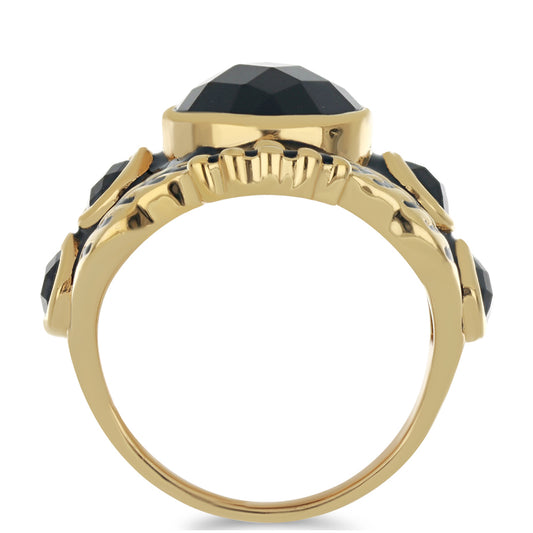 Goldplattierter Silberring mit schwarzem Onyx