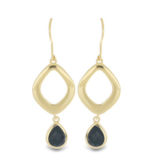 Goldplattierte Silberohrringe mit schwarzem Onyx