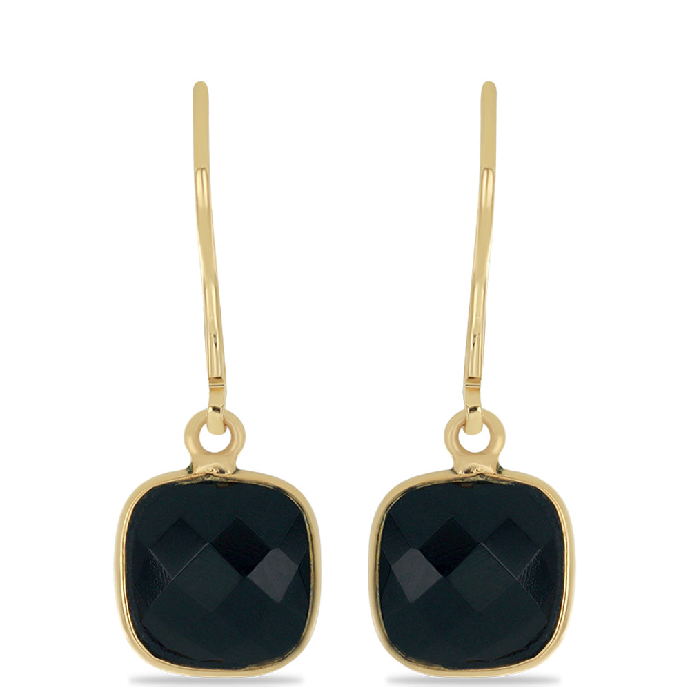 Goldplattierte Silberohrringe mit schwarzem Onyx 1 