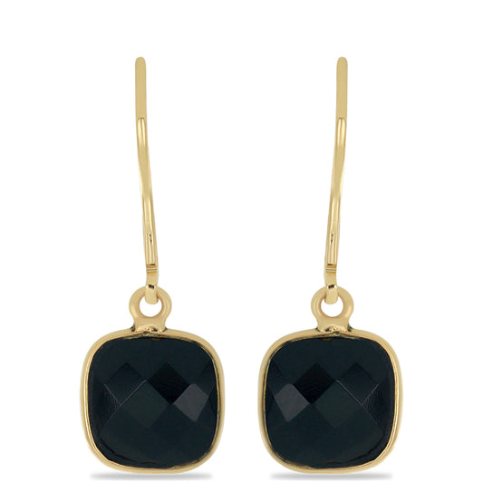 Goldplattierte Silberohrringe mit schwarzem Onyx