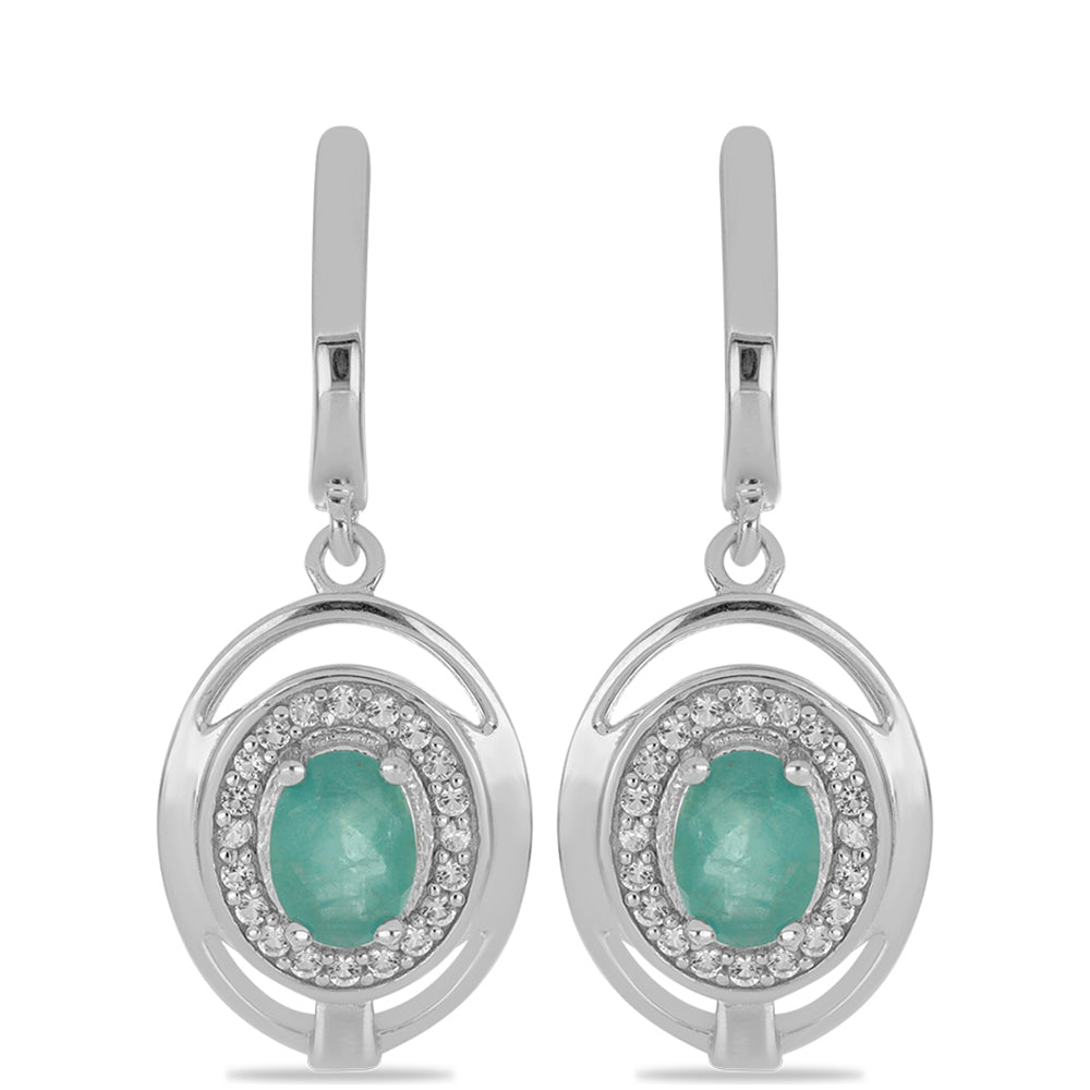 Silberohrringe mit Grandidierit aus Anosy und weißem Topas