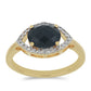 Goldplattierter Silberring mit schwarzem Onyx und weißem Topas