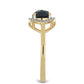 Goldplattierter Silberring mit schwarzem Onyx und weißem Topas