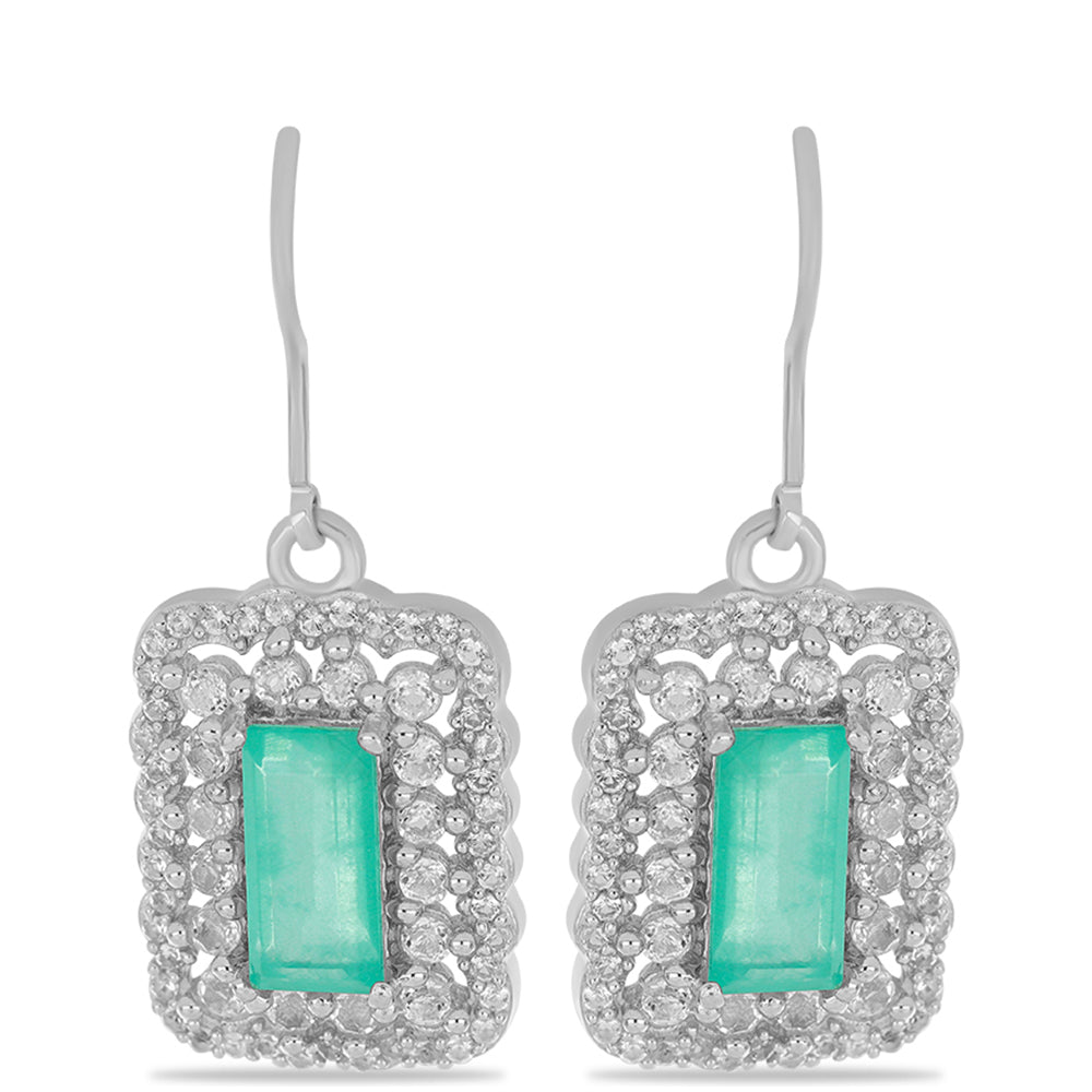 Silberohrringe mit Paraiba Quarz und weißem Topas