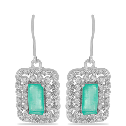 Silberohrringe mit Paraiba Quarz und weißem Topas