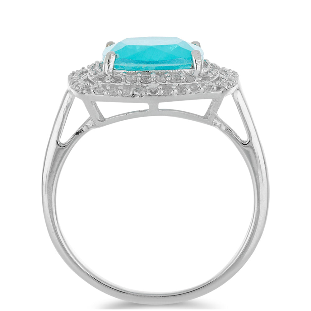 Silberring mit Paraiba Quarz und weißem Topas 2 