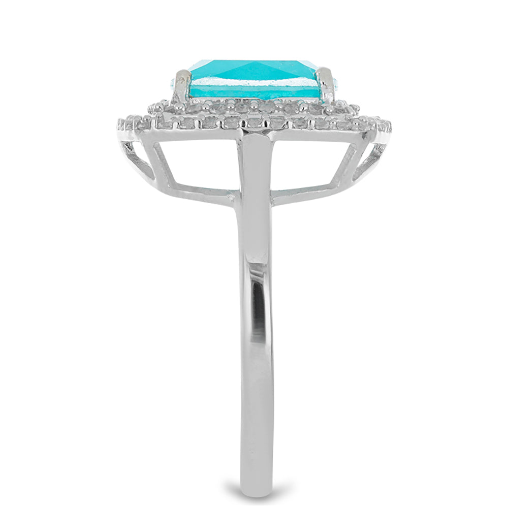 Silberring mit Paraiba Quarz und weißem Topas 4 