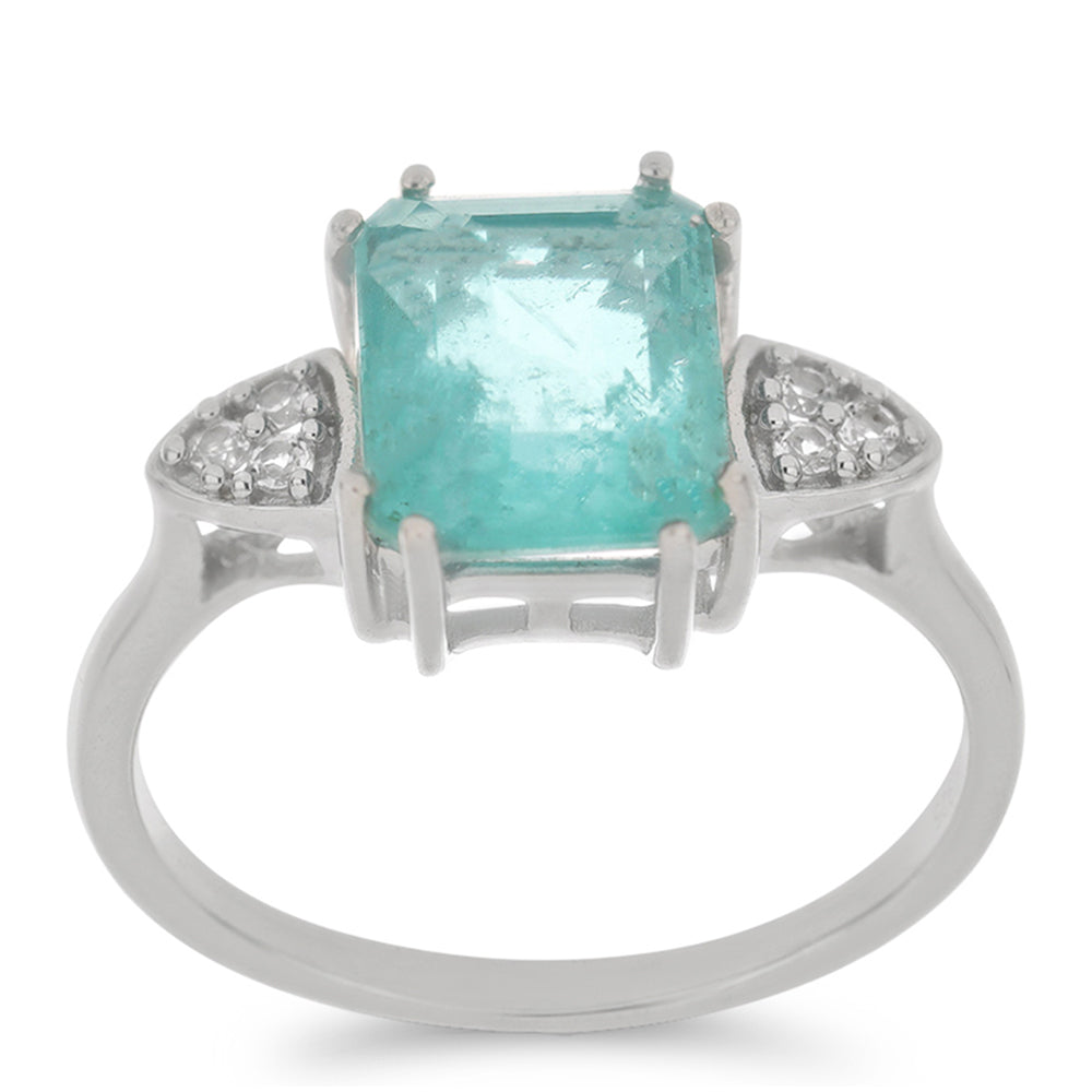 Silberring mit Paraiba Quarz und weißem Topas 2 