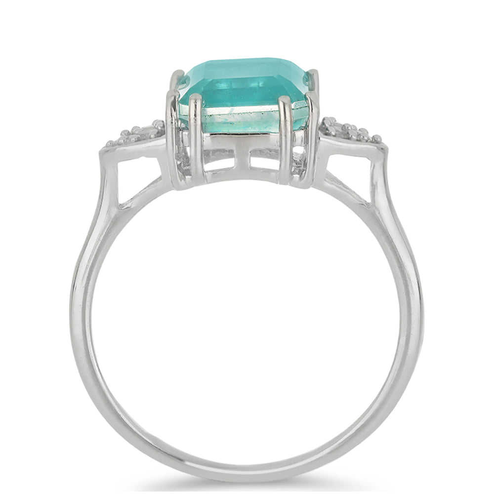 Silberring mit Paraiba Quarz und weißem Topas